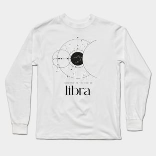 Minimalist Libra Zodiac Sign Constellation Astrology Horoscope Aesthetic Long Sleeve T-Shirt